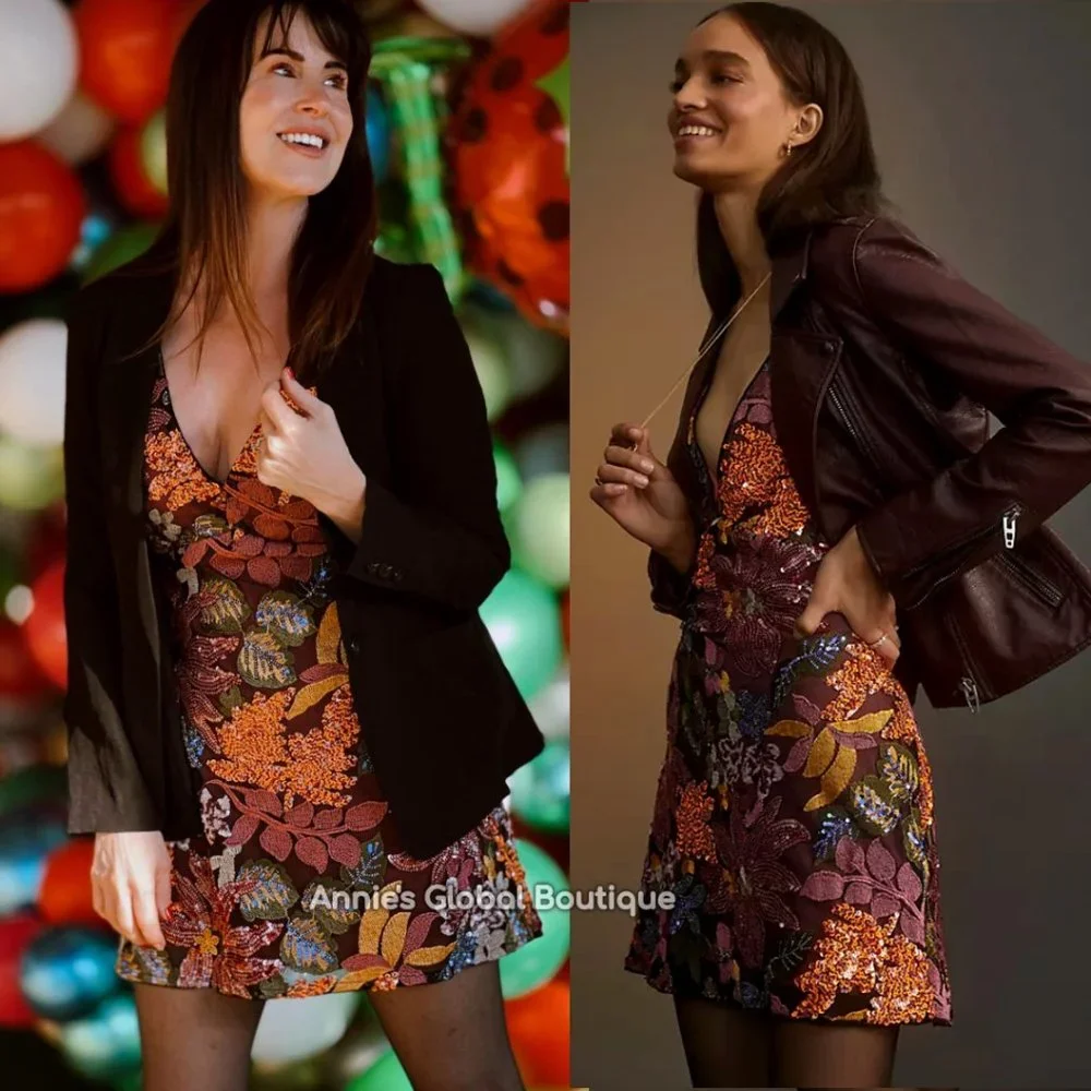 RARE NWT ANTHROPOLOGIE Sequined Embroidered Cut-Out Mini Dress. Size 20W - Picture 16 of 16